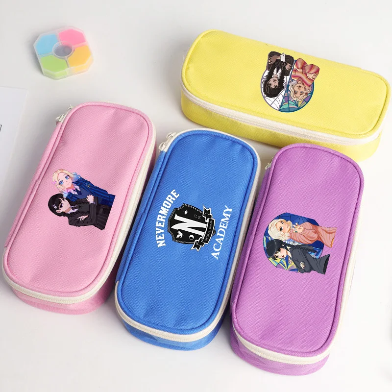

Wednesday Series Student Stationery Bag American Drama Addams Pencil Case Cute Zipper Pen Pouch School Supplies Birthday Gifts