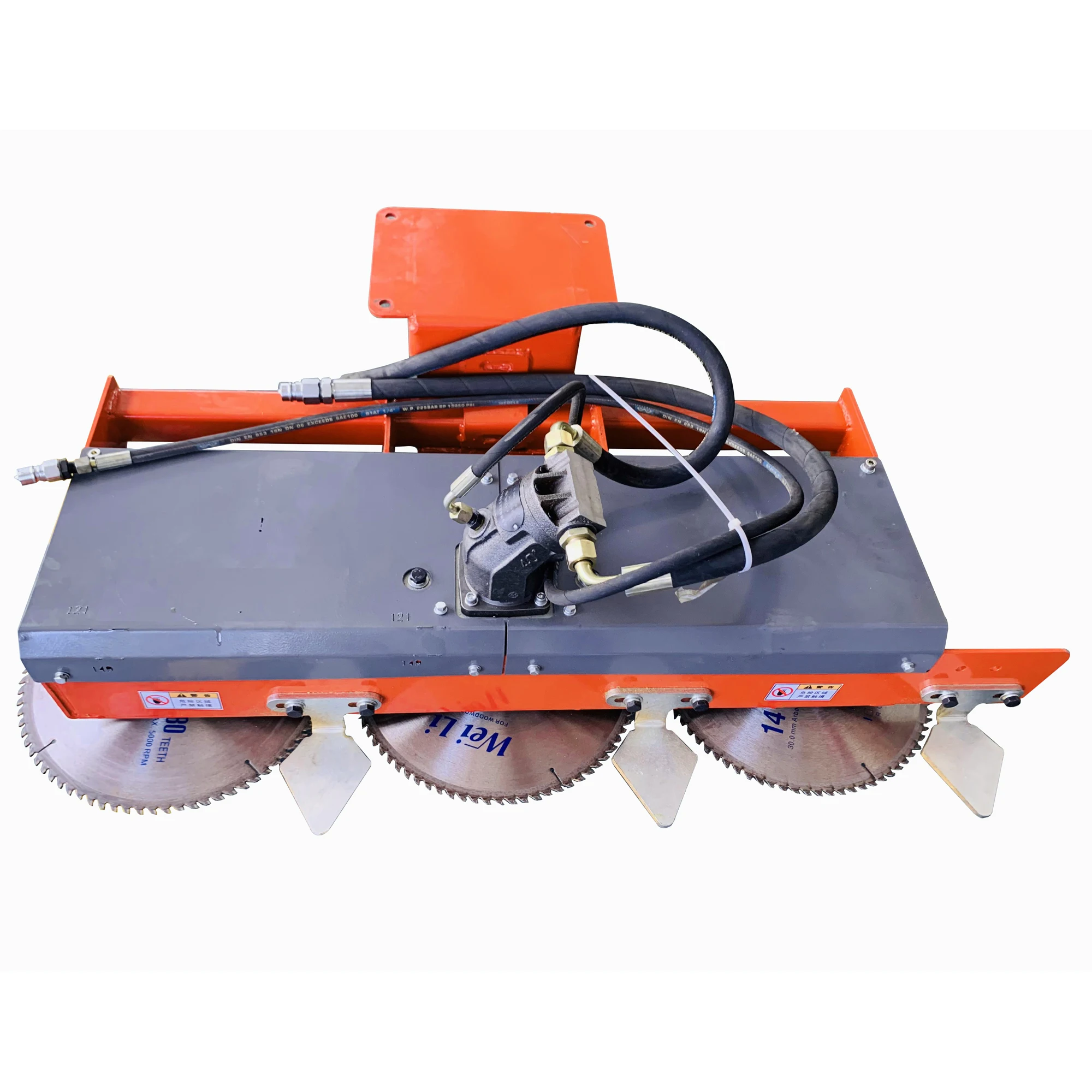 Mini Excavator 4-Blade Saw Head Hydraulic Hedge Cutter Attachment with Engine and Pump 300mm Circular Saw 2500rpm