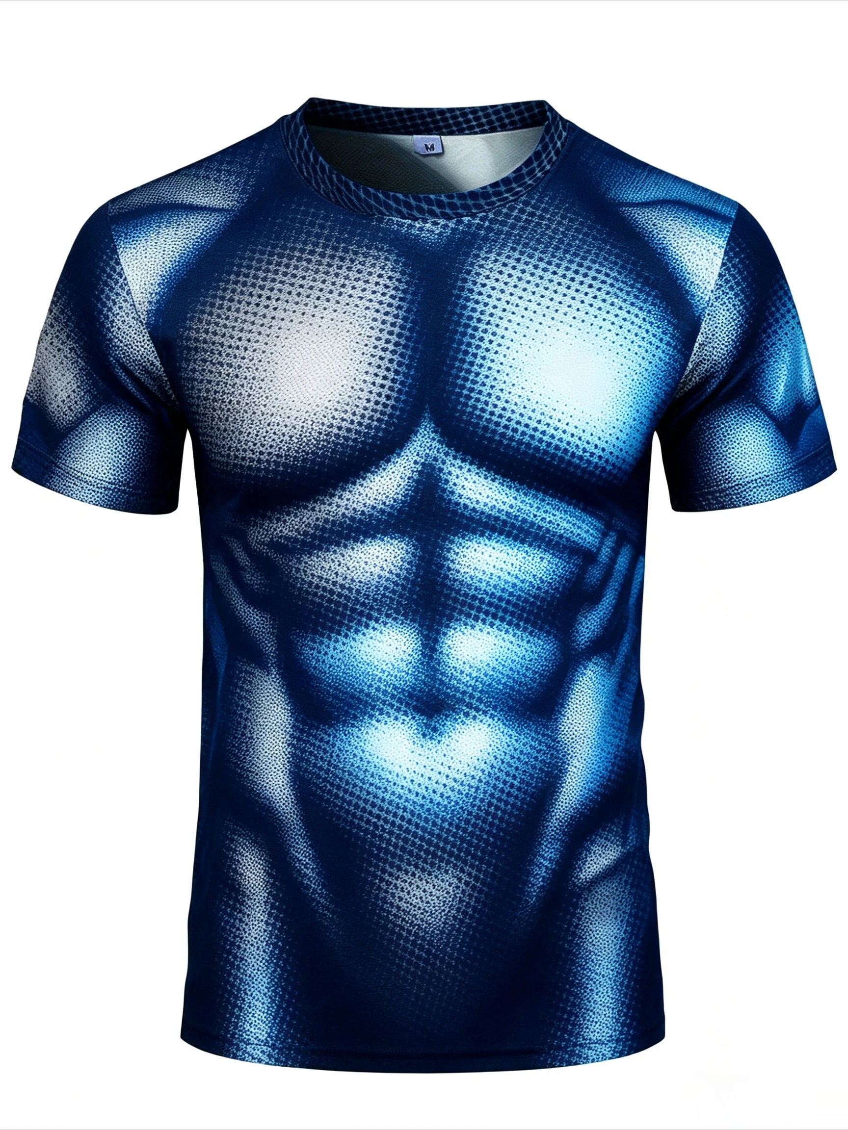 2026 Fashion Men Funny Fake Muscle 3D T‑Shirt Halftone Dot Optical Illusion Graphic Short Sleeve Street Casual Tops