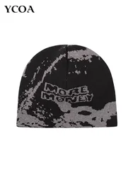 Men Heart Splash Beanie Winter Hat Graphic Jacquard Knit Y2k Streetwear Wool Harajuku Fashion Aesthetic Warm Unisex Accessories