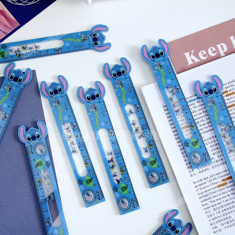Kawaii Disney Stitch линейки принадлежности для рисования для детей школьные канцелярские принадлежности 15 см офисный акриловый измерительный инструмент для математического рисования