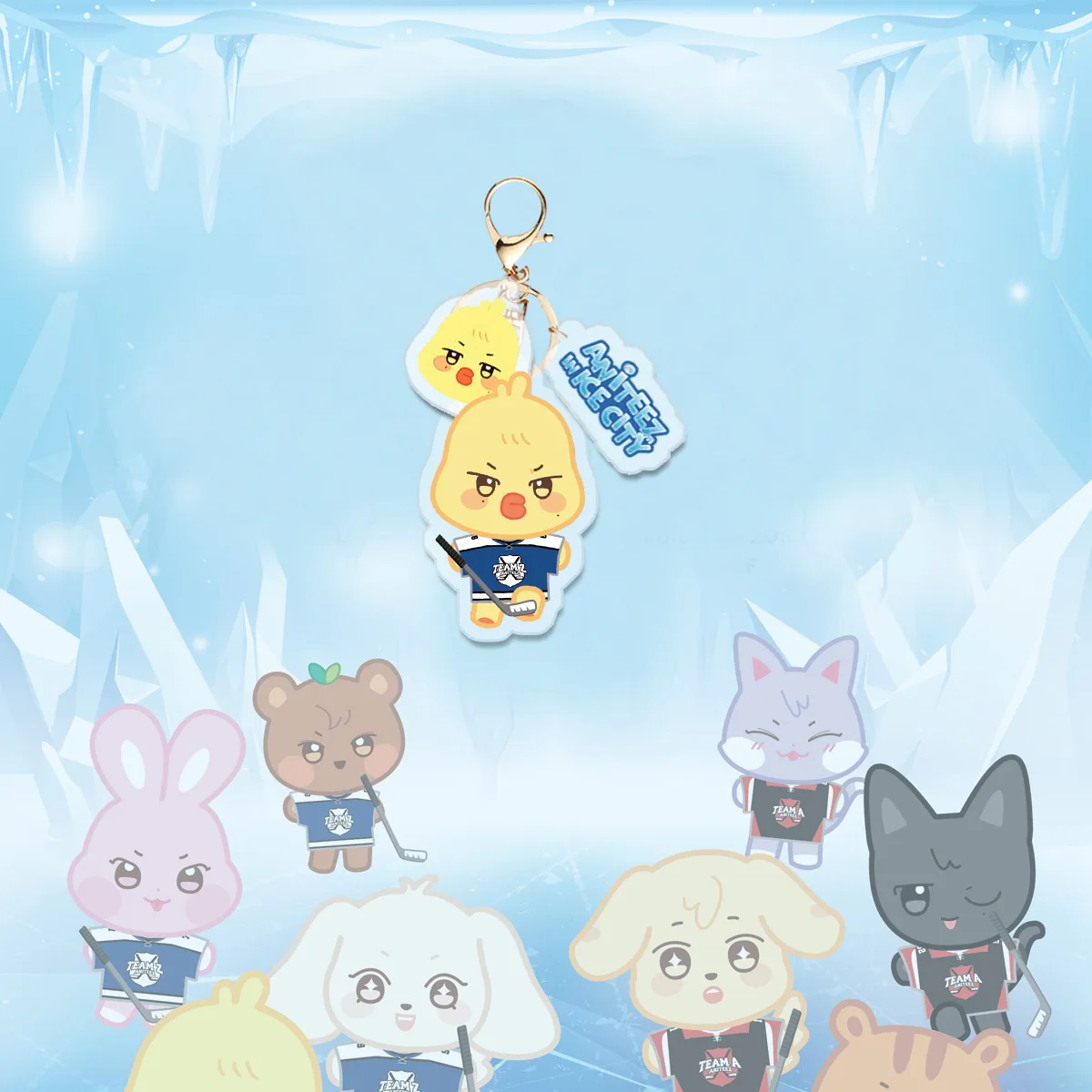 Kpop ATEEZ Cartoon Animal Transparent Acrylic Keychain WooYoung JongHo YunHo Peripheral Bag Pendant HongJoong Fans Gifts