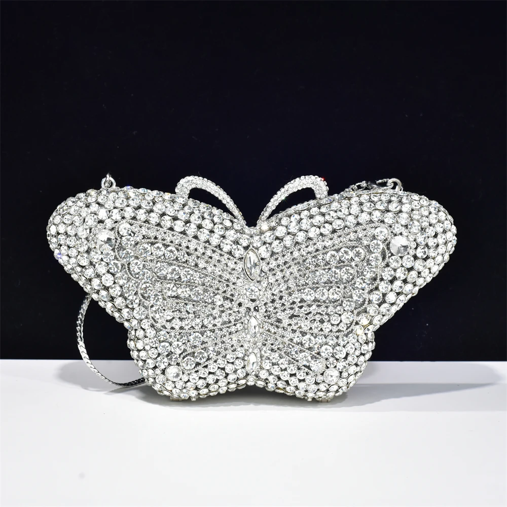 Female Luxury Diamonds Cute Handbags Ladies Bridal Party Gift Butterfly Shape Clutches Elegant Banquet Purse Evening Bags