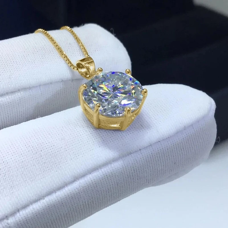 RAPRGOLD Multi-size Moissanite Simple Solitaire Pendant Necklaces for Women Chains Friend Neck Jewelry Gift with GRA Certificate