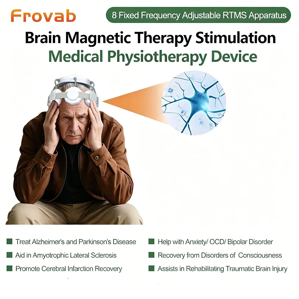 Appareil de thérapie cérébrale RTMS ciblée Frovab, non invasif, pour la récupération du Parkinson, le traitement de la dépression, la réadaptation neurologique, la stimulation cérébrale profonde
