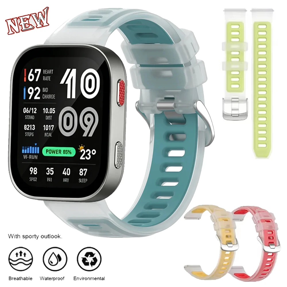 20mm 22mm Silicone Strap for Amazfit Bip Max 6 5/Balance 3 2 Jelly Color style Bracelet Correa for Amazfit Active 3 2/T-Rex3 Pro
