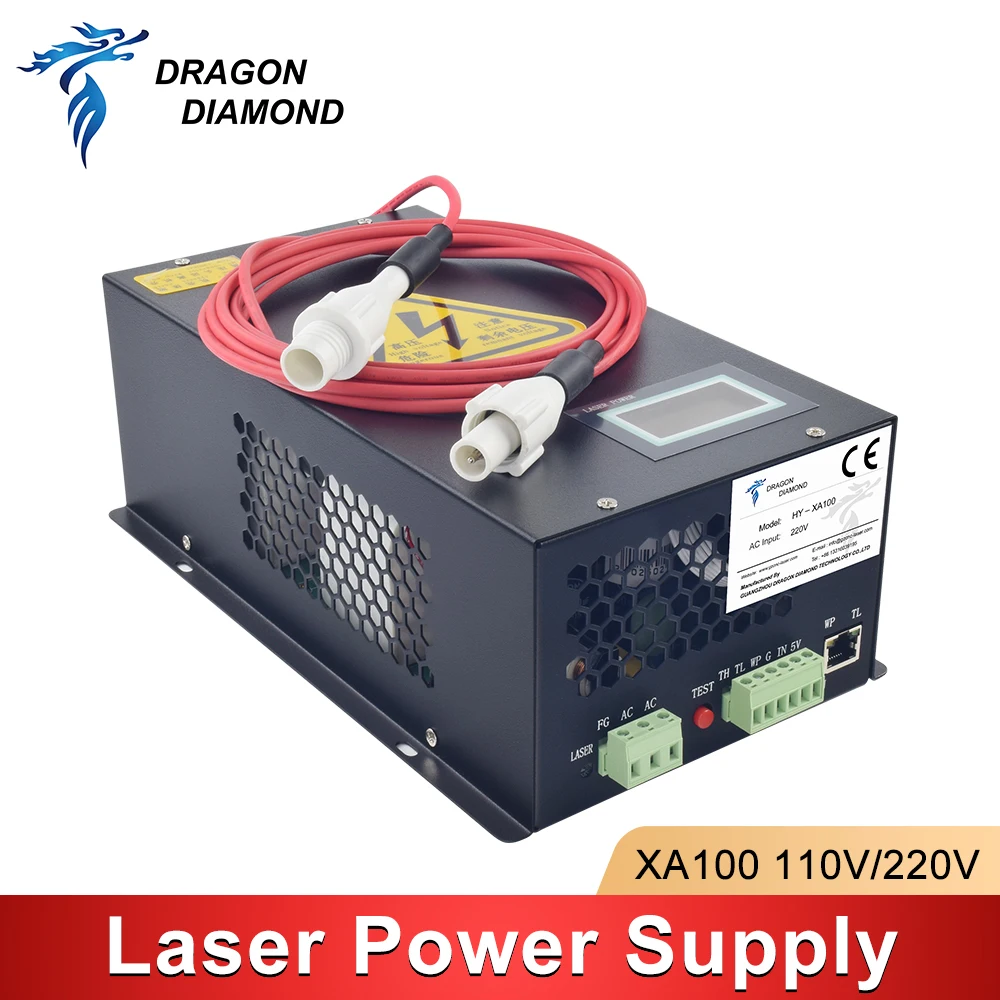 HY-XA100 Co2 Laser Power Supply 100W Source With LCD Panel For 80-100w Glass Tube And Laser Cutting Engraving Machine