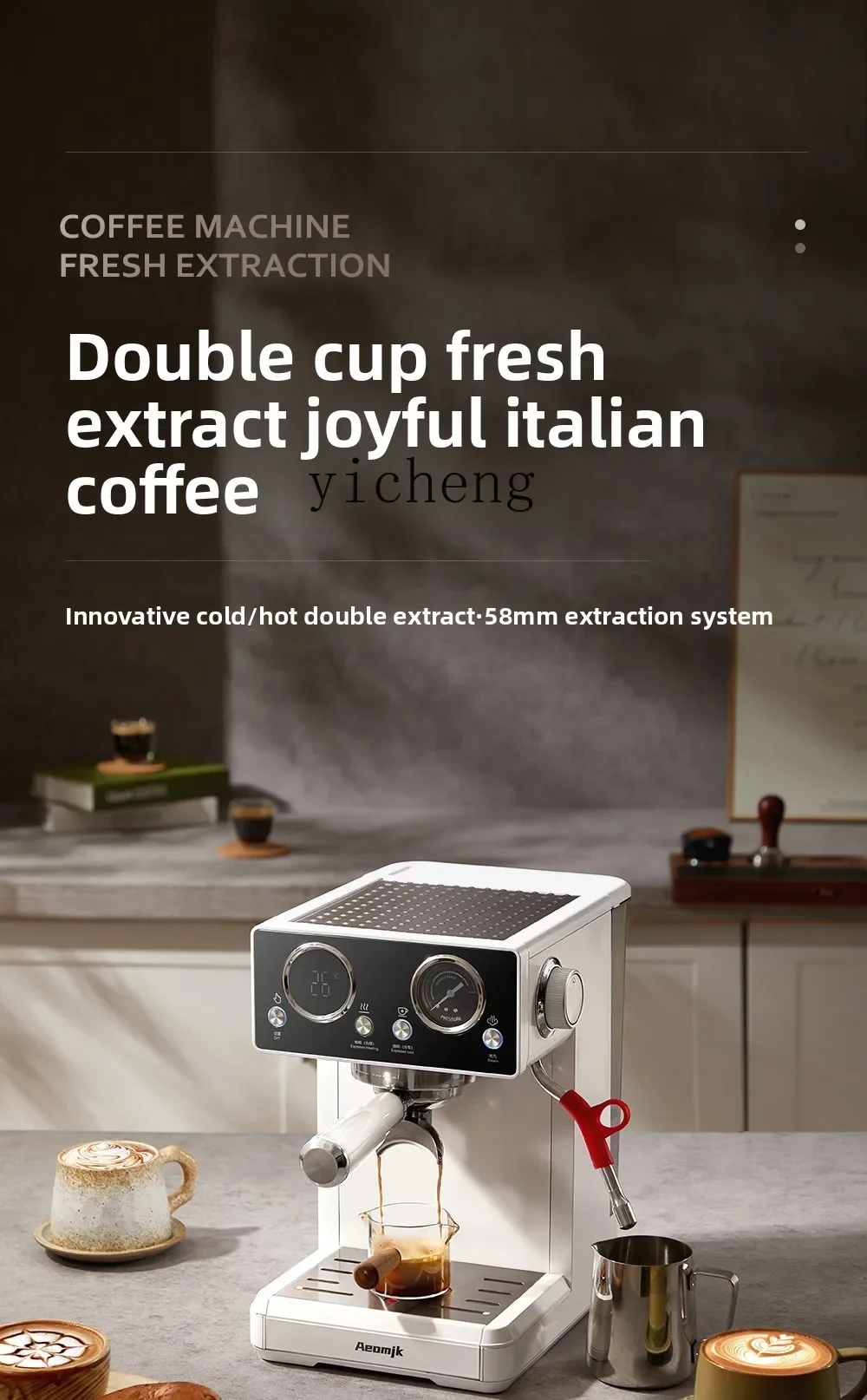 Cafetera doméstica pequeña de doble bomba y doble extracción de 22CC, semiautomática, para el hogar.