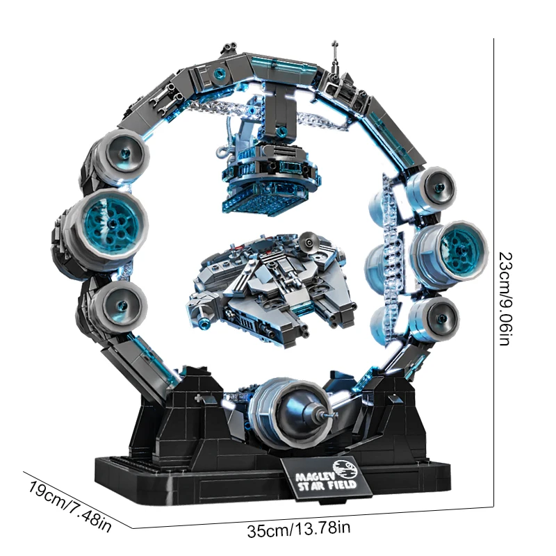 مجموعة مكعبات بناء سفينة الفضاء المغناطيسية 1200 قطعة، مجموعة نماذج UFO مع ضوء، ألعاب جذعية للأطفال والكبار، هدية للأولاد والبنات