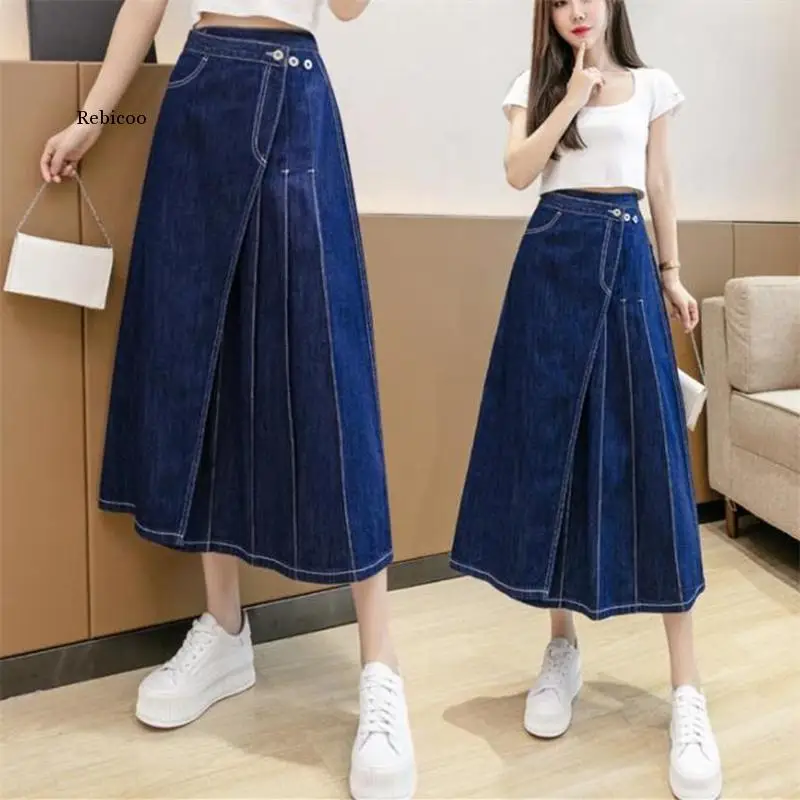 

Half-length Skirts new listing Jeans Skirt irregular Denim Skirt street High Waist Denim Skirts Midi Skirt