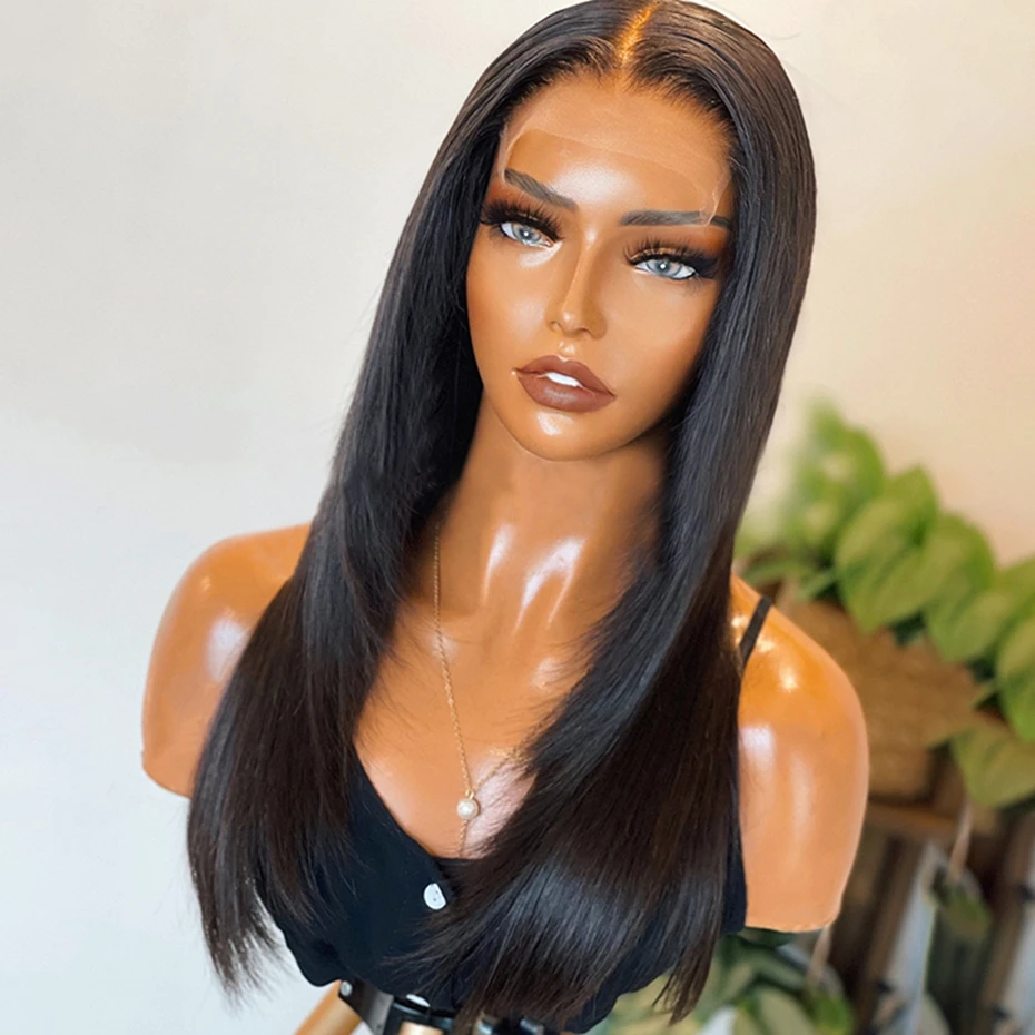 Straight Human Hair 4X4 Lace Closure Wig Remy Hair Transparent Lace Pre Plucked Wig Bone Straight Wigs For Women Bling Hair