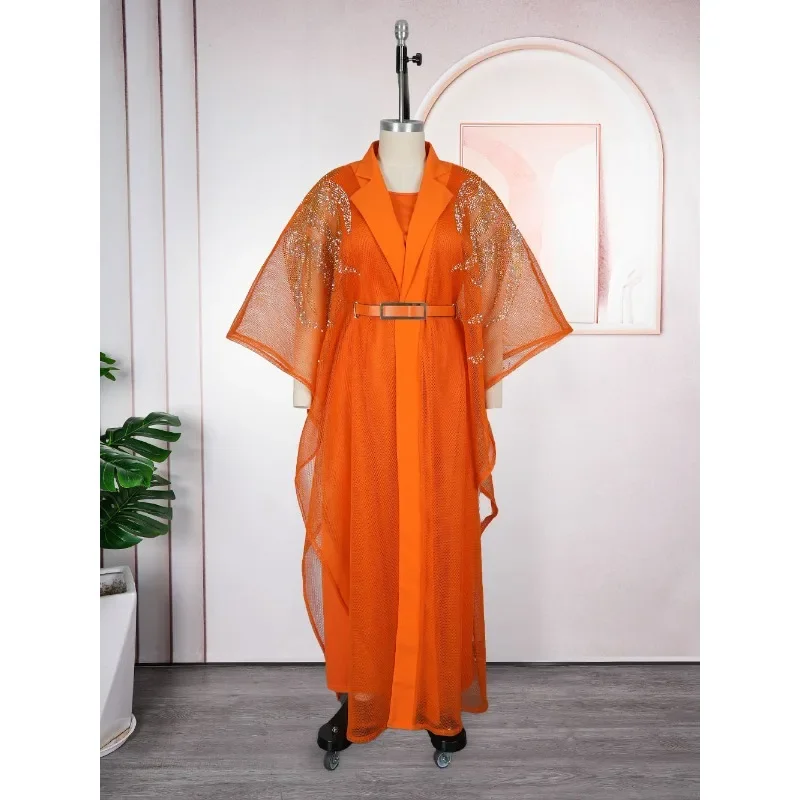 

2 PCS Sets African Clothes for Women Dashiki Diamond Outfit Gown Plus Size Evening 2026 Wedding Party Dresses Kaftan Boubou Robe