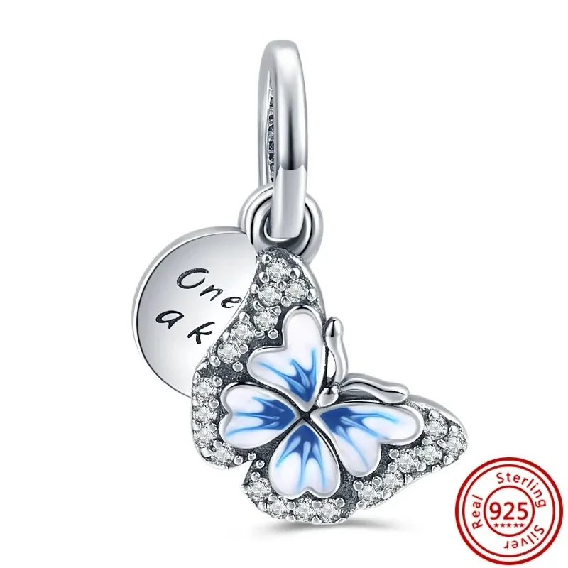 Originale 925 argento placcato madre farfalla animale fiore cuore perline Charms per Pandora braccialetto fai da te regalo gioielli donna