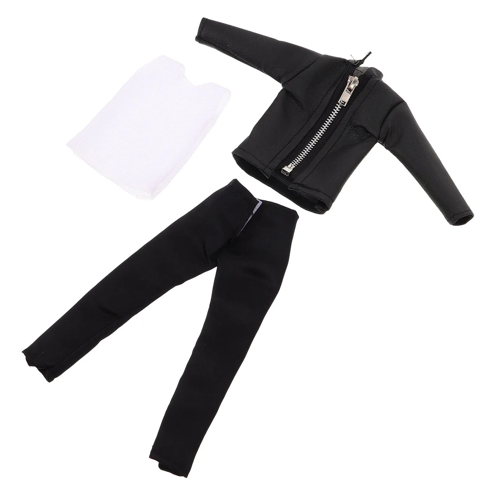 1 set 1 Set 11 Inch Boy Clothing Pu Jacket Pants Outfit For Dress Up Prince Groom Suit Fashionable Play Accessory