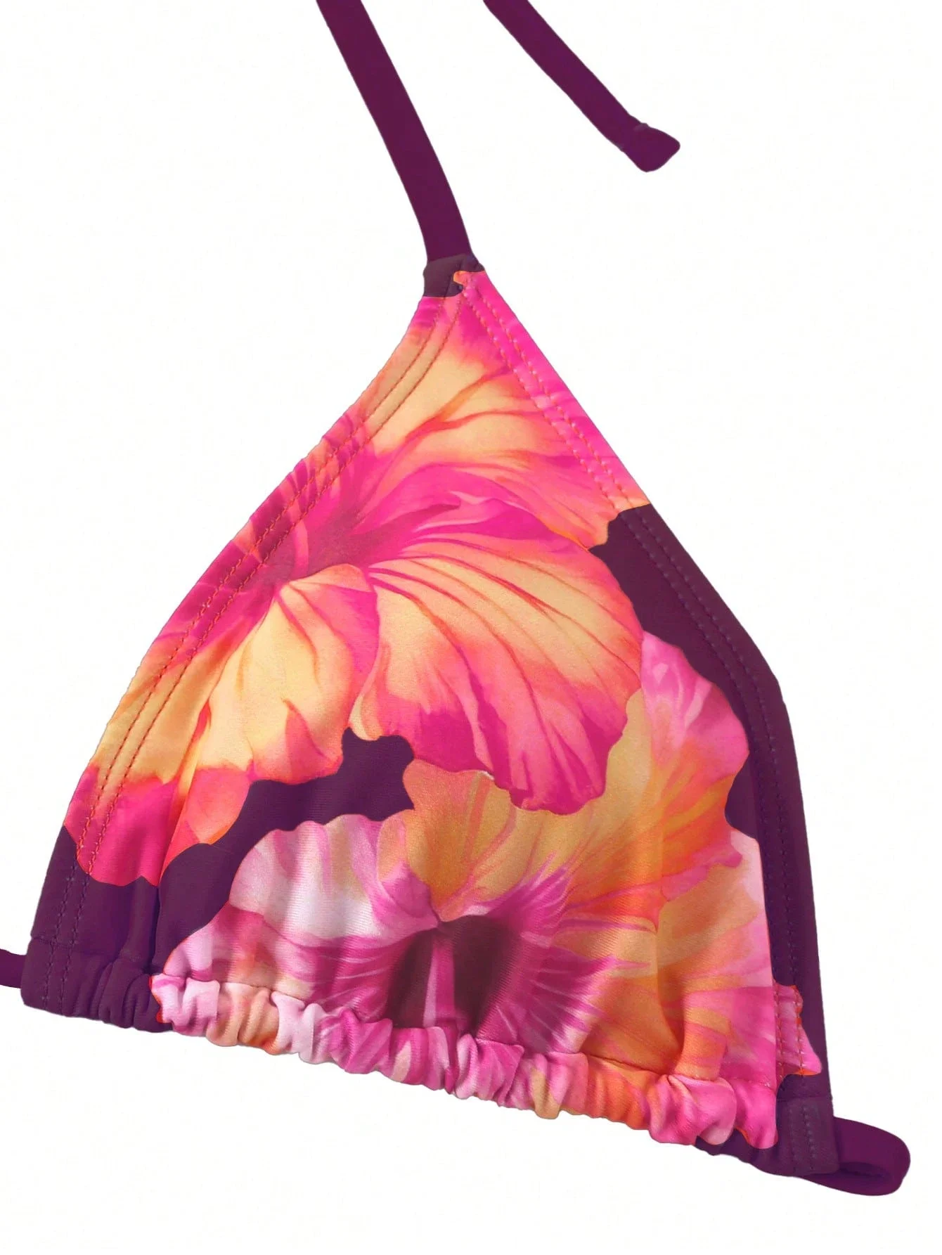 

Vibrant Hibiscus Print Triangle Bikini Top With Matching Skirt And Cover-Up For Beach Vacation Pool Party