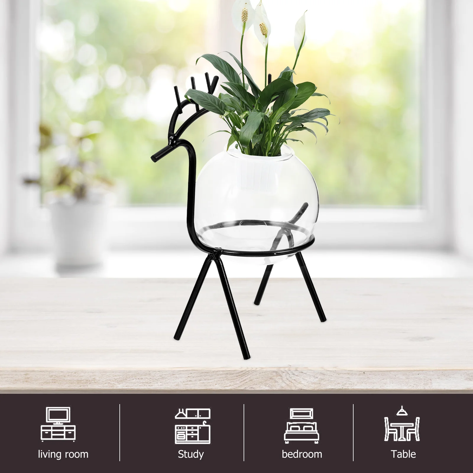 

Iron Flower Stand Glass Vase Hydroponic Plant Holder Decorative Flower Pot for Room Wedding Science Home Decor