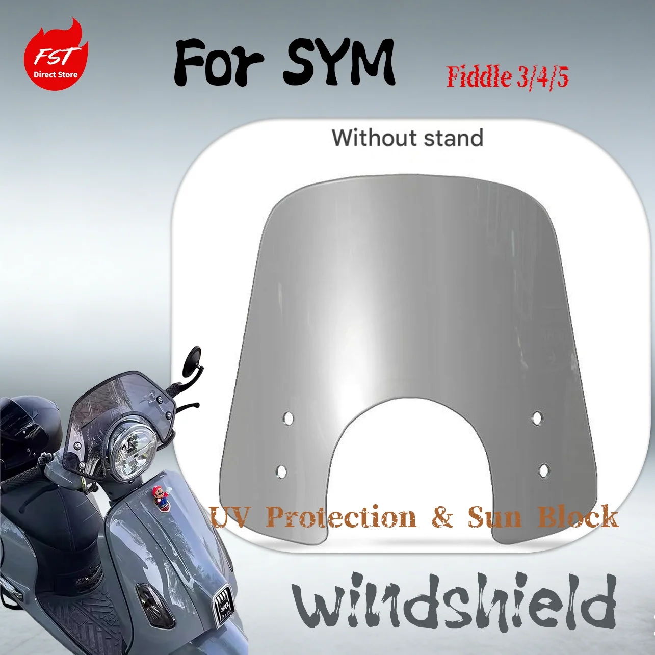 

Гоночное ветровое стекло с защитой груди для SYM Fiddle 3 4 5 150, модифицированное высокое переднее ветровое стекло, запчасти для скутеров