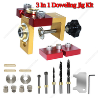 3 In 1 Dowel Jig Aluminum Alloy Pocket Hole Jig 8/10/15mm Drill Guide Locator for Wood Board Splicing Woodworking Tool New