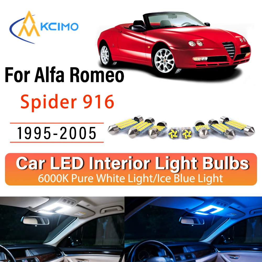 For Alfa Romeo Spider 916 1995-2005 Steady Illuminating LED Car Interior Bulb Refit Pack Direct Fit Overhead Reading Cargo