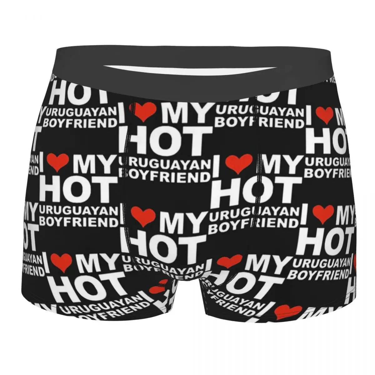 I Love My Hot Uruguayan Boyfriend Men Boxer Briefs Valentine's Day Breathable Underwear High Quality Print Shorts Gift Idea