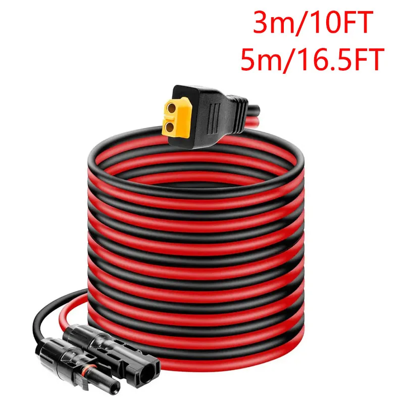 12AWG Solar Rubber-coated XT60 Connector To MC-4 Female Energy Storage Power Charging Cable XT60 Solar Panel Cable 5m/16.5FT