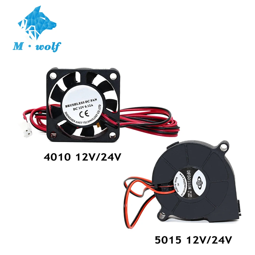 Anet A6 A8 DC Cooling Fan 5015 Turbo fan 4010 Fan 12V/24V Hot End Extruder For MakerBot RepRap UP Mendel I3 Printer