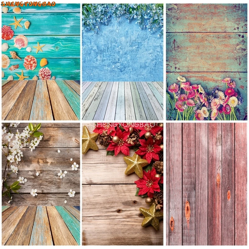 

SHENGYONGBAO Digital Printed Photography Backdrops Prop Wooden Planks Theme Photography Background BC-01