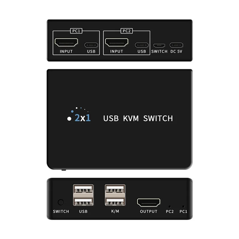

Новый общий переключатель принтера для ноутбука, 2 в 1, USB-переключатель KVM, 4K, 60 Гц, монитор, клавиатура, мышь, селектор, переключатель, коробка
