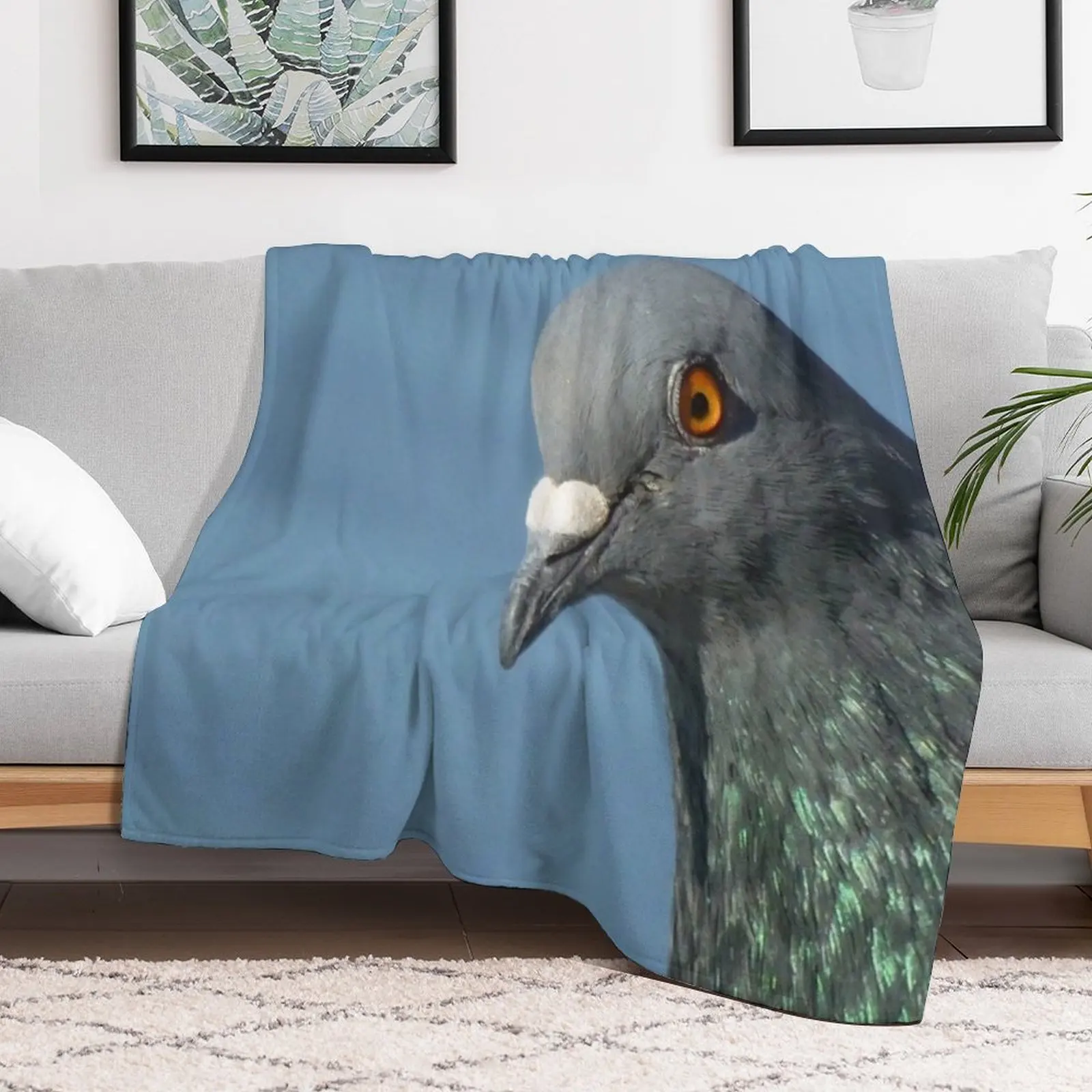 Pigeon Close Up Photography Throw Blanket