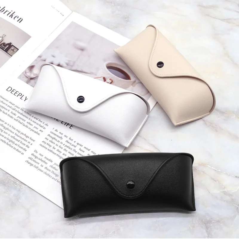 1pc Durable Leather Glasses Case Sunglasses Solid Color Pouch Bag Eyewear Box Lightweight Convenient Protable