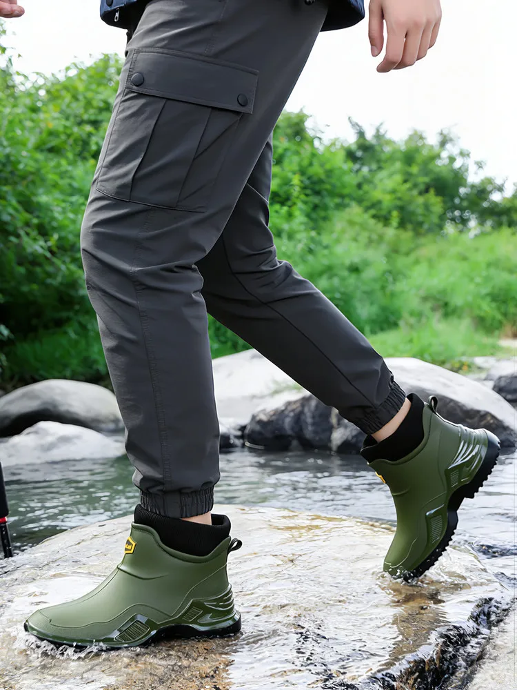 Winter Warme Plus Paar-Regenstiefel Wasserdichte Herren-Wasserschuhe Outdoor Herren-Gummischuhe Modische Angelstiefel Arbeitsstiefel – Detail 7