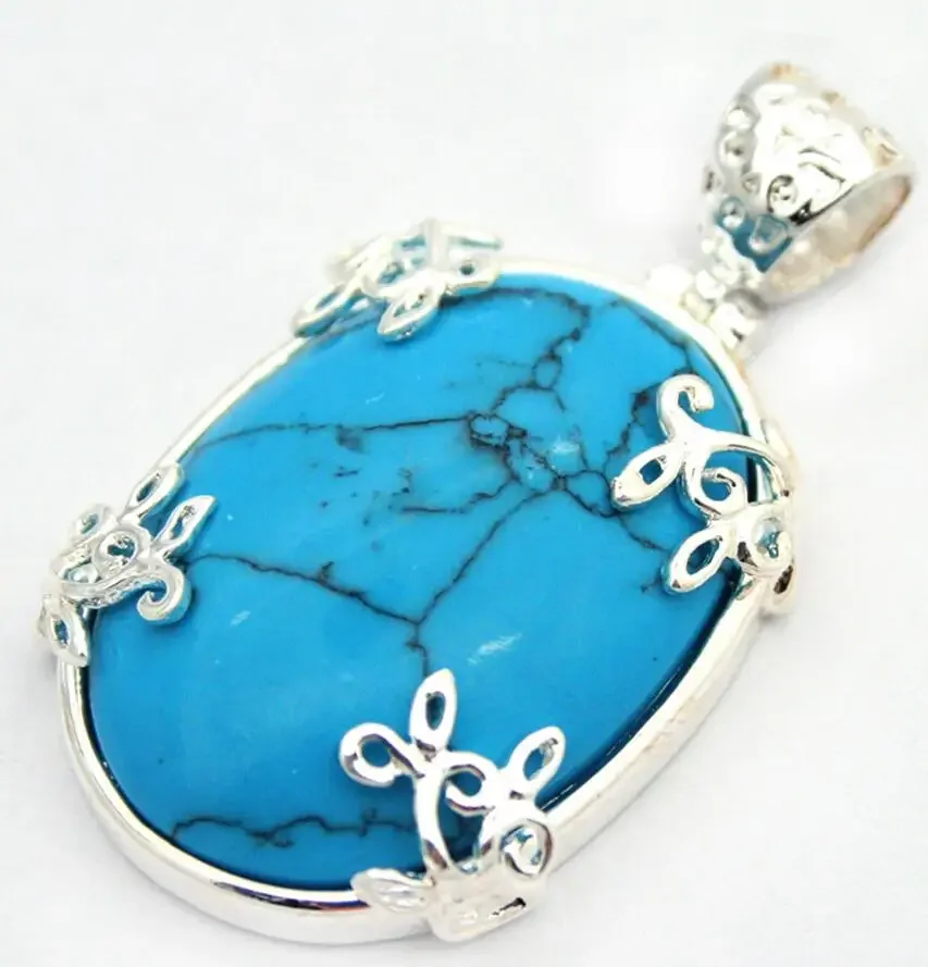 

ЭЛЕГАНТНОЕ СТЕРЛИНГОВОЕ СЕРЕБРО 925 СИНИЙ Бирюзовый АМУлет ОЖЕРЕЛЬЕ-КУЛОН 35*20 мм