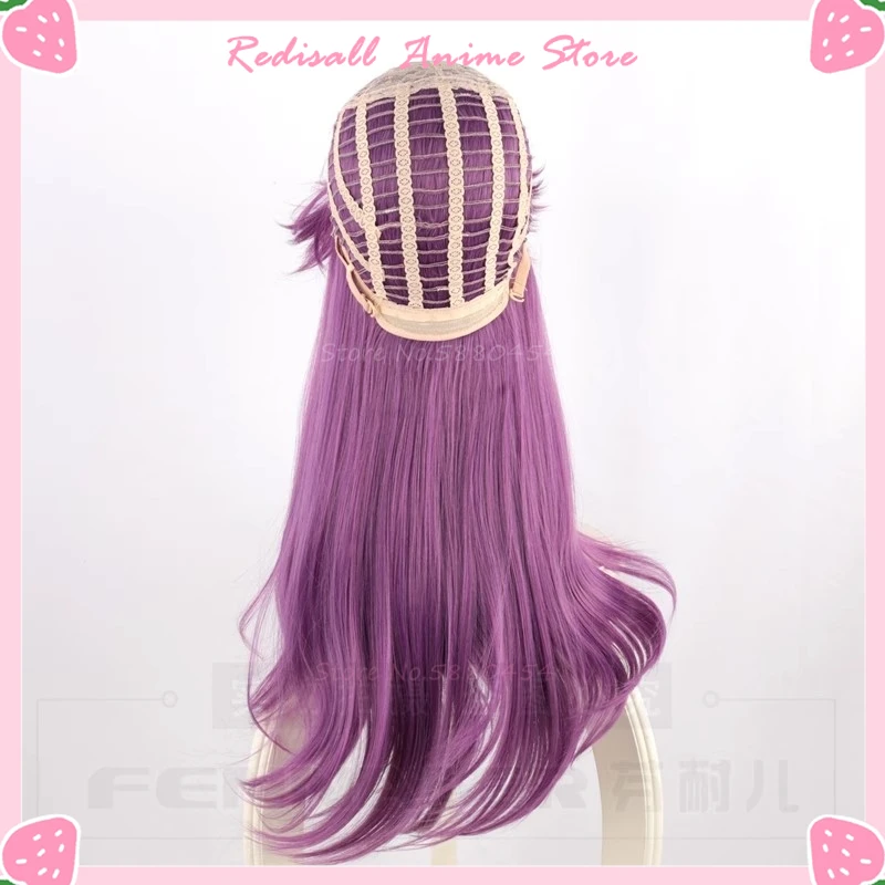 Kamishiro Rize-Perruque de Cosplay avec Frange, Rouge, Demi-Monture, Cheveux Ondulés Violets de 65cm de Long, Accessoire de Sauna