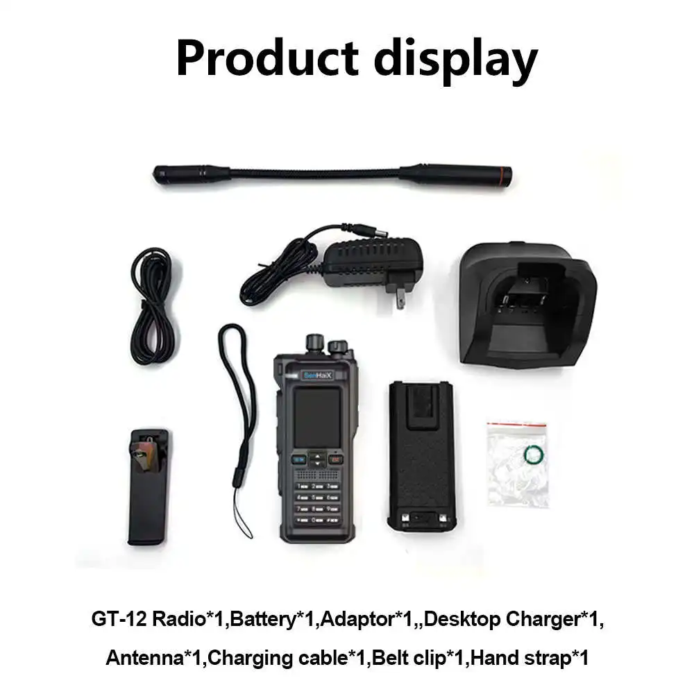 ANYSECU GT-12 FM AM UHF VHF 멀티 밴드 휴대용 라디오, 10W DTMF 워키토키, 블루투스 프로그래밍 기능 포함