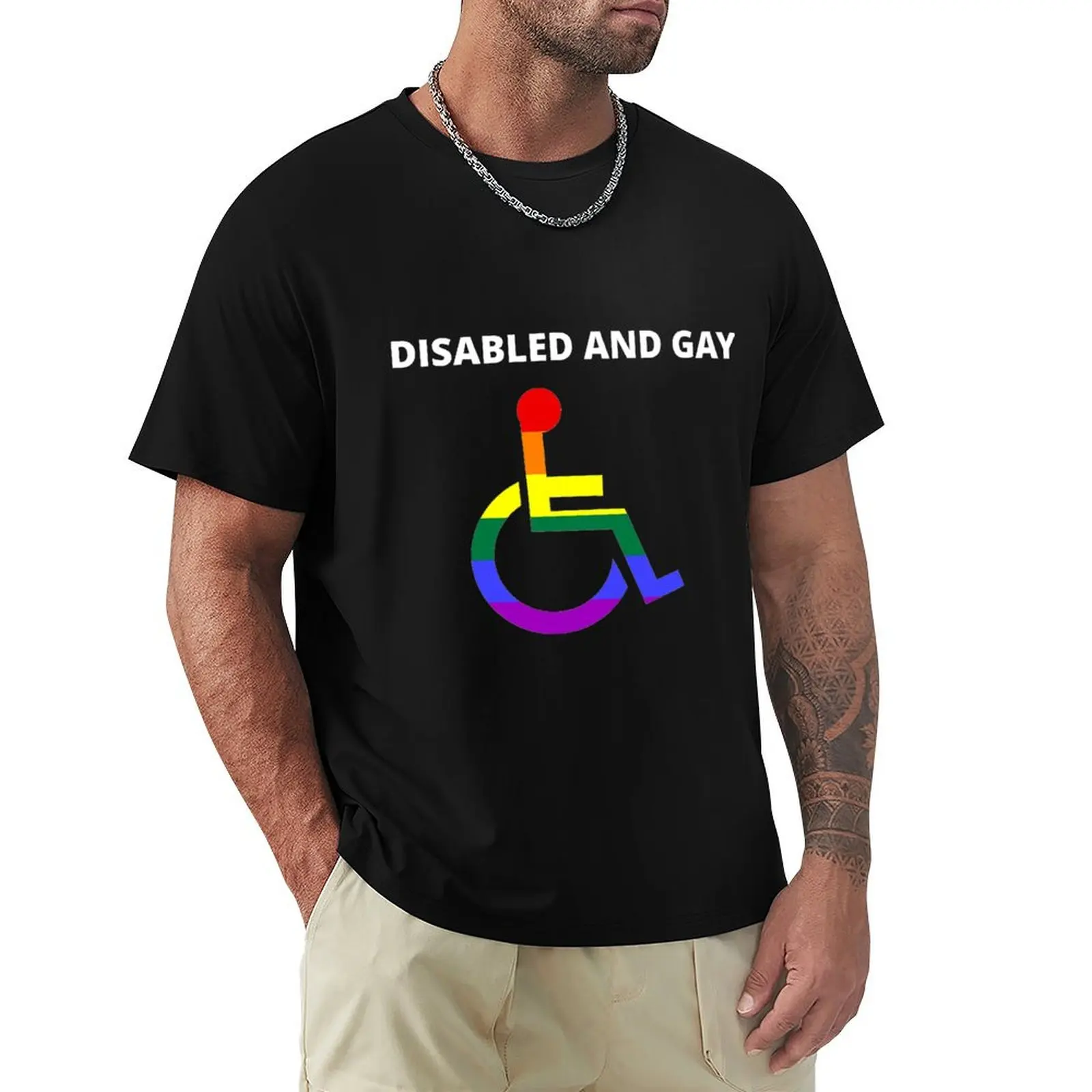 DISABLED AND GAY T-Shirt Work Utility Casual Tee Shirt