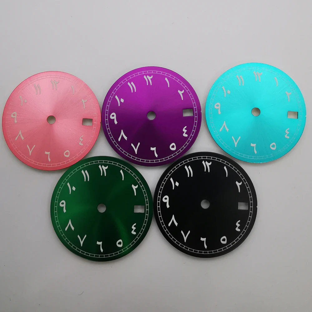 29mm luminous black blue pink green purple sterile watch dial fit NH35 movement