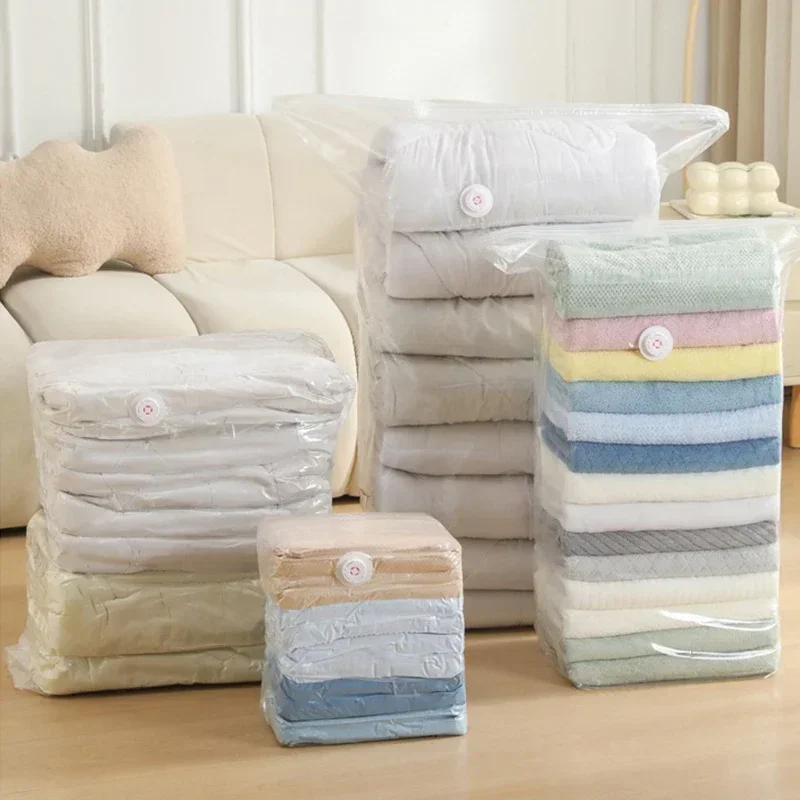 3D Upright Vacuum Storage Bags No Pump Needed,Dustproof Moisture Resistant Reusable Organizer for Home Seasonal Clothes