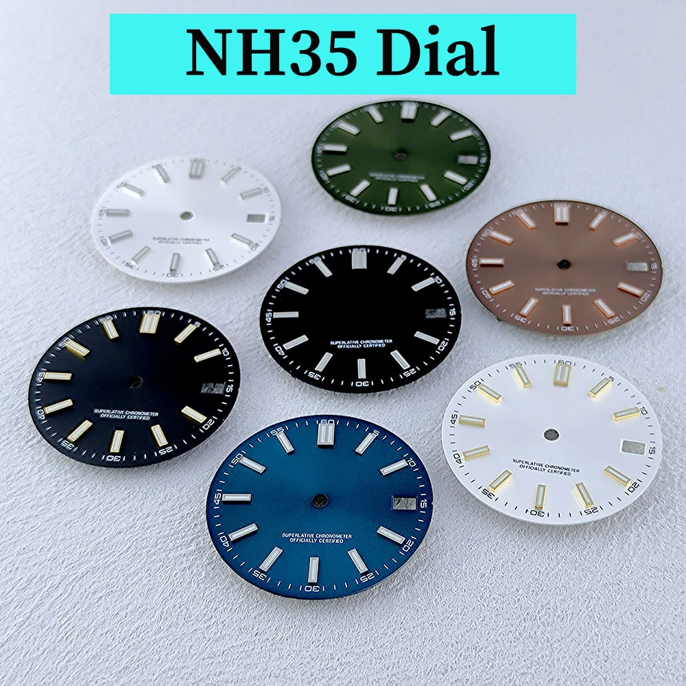 NH35 dial Customized Logo No logo 28.5mm watch dial Strong Blue luminous dial fit NH35 movement watch accessories