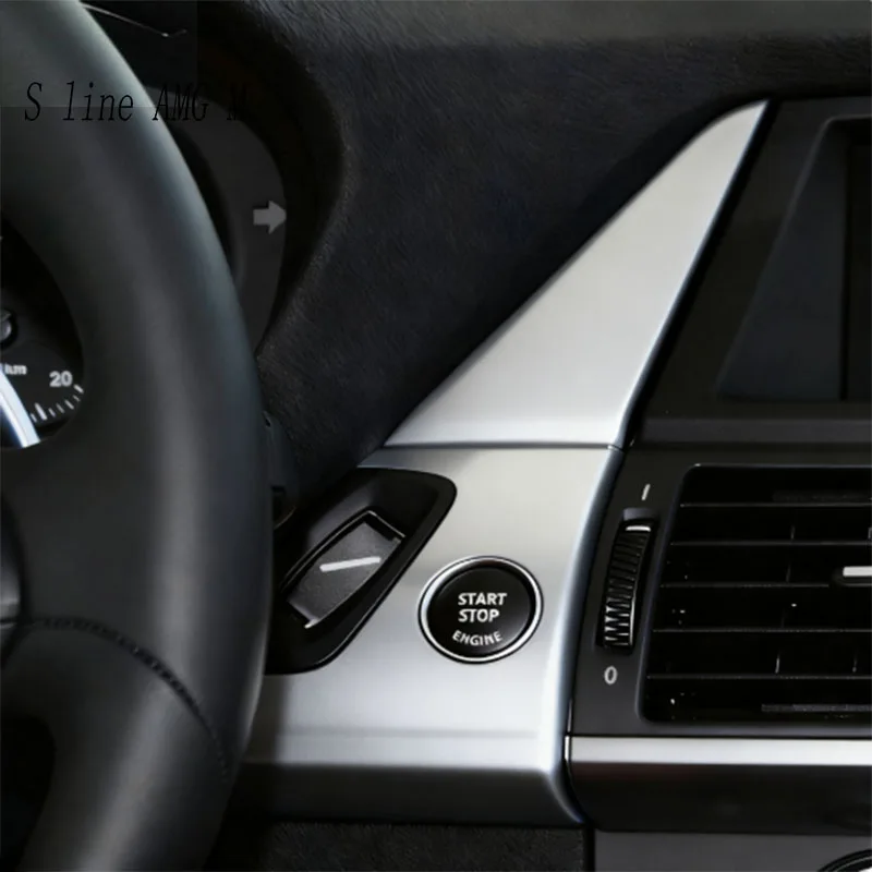 لسيارات BMW X5 X6 E70 E71 2008-2014 RHD اليد اليمنى محرك السيارة ثقب المفتاح محرك بدء التبديل زر مسند الذراع غطاء الباب ملصق الداخلي