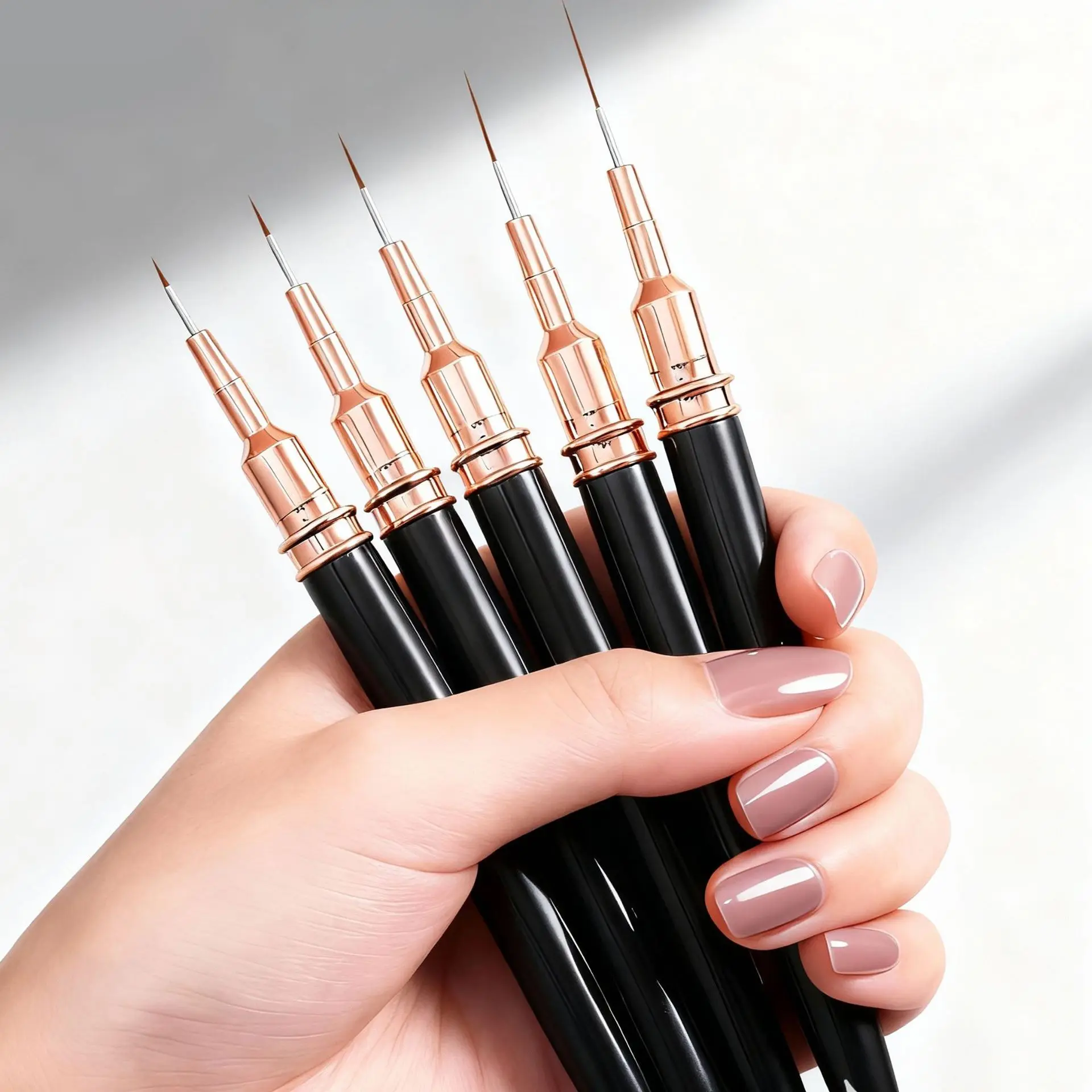 5Pcs Ultra Fine Nail Art Liner Brushes Set Professional Thin Detail Drawing Painting Pens Manicure DIY Design Nail Art Tools
