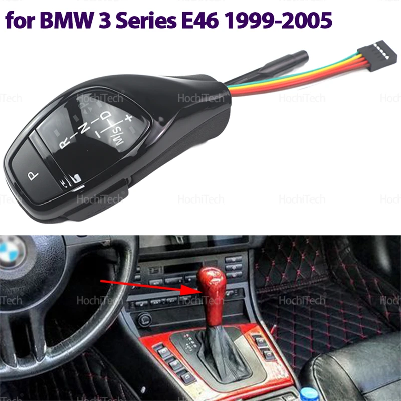 

AT LED PU Leather Thumb Car Parts Gear Shift Knob Lever Stick for BMW 3 Series E46 1999-2005 Interior Accessories