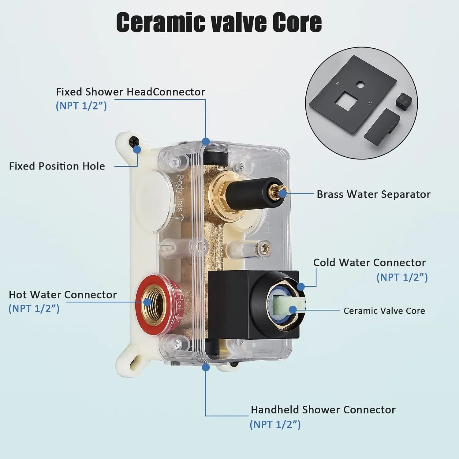 Ceiling Mount Matte Black Shower System 12 Inch Rain High Pressure Shower Head with Handheld Spray, Bathroom Shower Combo