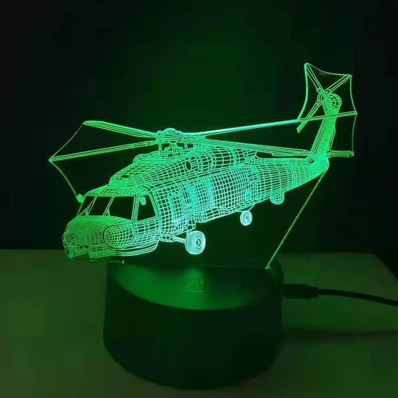 Aircraft Warplane Model 3D Night Light Touch Jet Plane Desk Lamp LED Illusion Lamp Cool Toy Creative Gift for Kids Boys