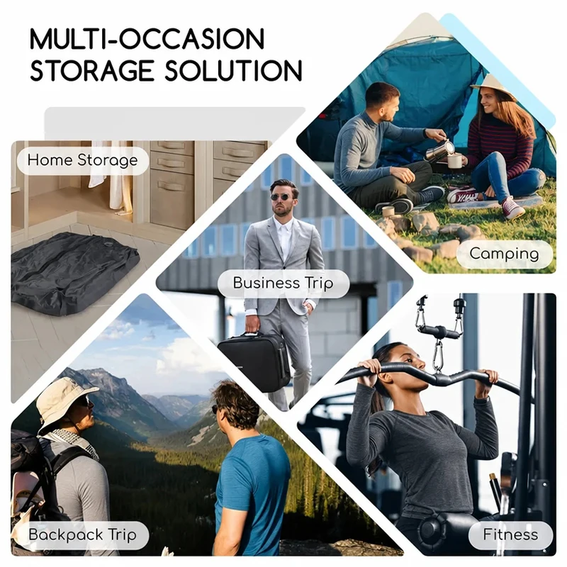 Automatischer Vakuumbeutel 28L mit Integrierter Luftpumpe, Wasserdichte und Wiederverwendbare Reise-Kompressionstasche, Faltbar, für Koffer, Rucksack und Gepäck, Ideal für Reisen und Outdoor, Leicht 240g, D-Ring – Detail 4