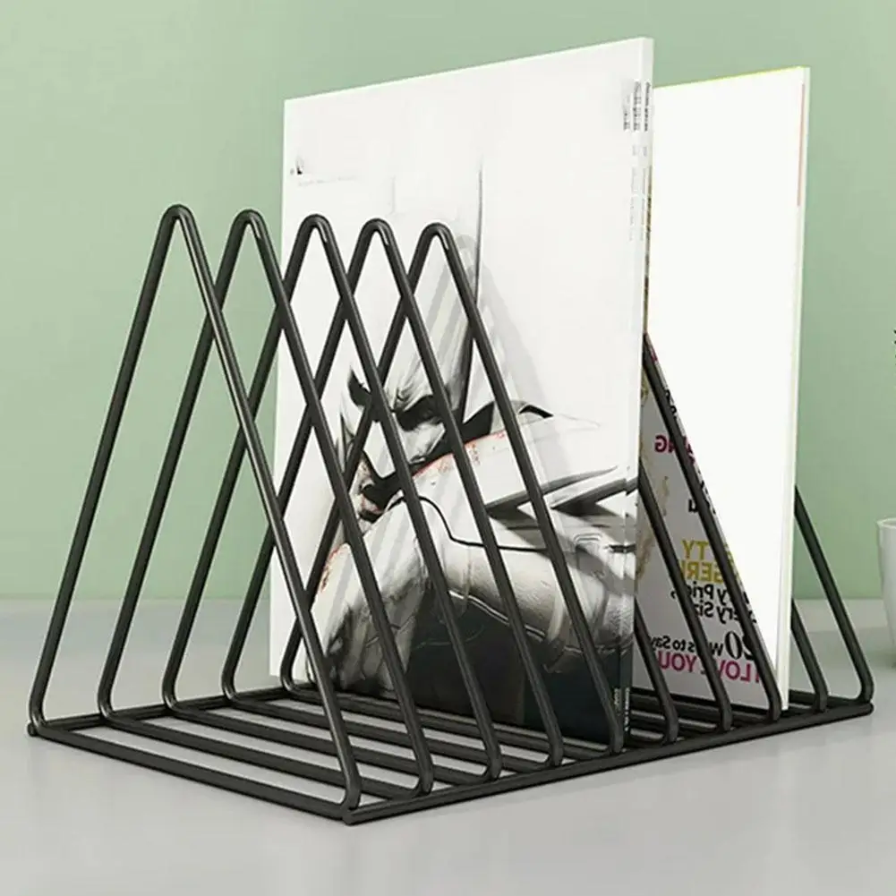 Rack de armazenamento de discos de vinil, 9 grades, suporte triangular para revistas, armazenamento de mesa para quarto, rack de cd/films de 5 grades ﻿