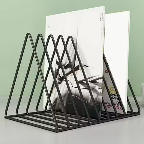 9-grid CD Rack Vinyl Record Storage Rack Triangular Magazine Stand, Bedroom Desktop Storage,5-grid CD/movie Rack