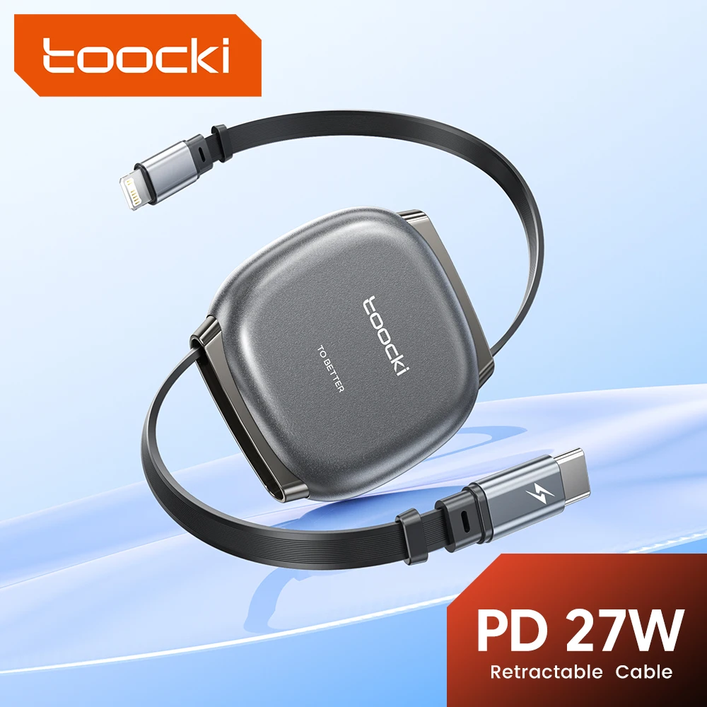 

Выдвижной USB-кабель Toocki 3PCS 27W для iPhone 14, 13, 12, 11 Pro Max, iPad, быстрая зарядка, мини-размер, Type-C на порт iP, кабель для передачи данных