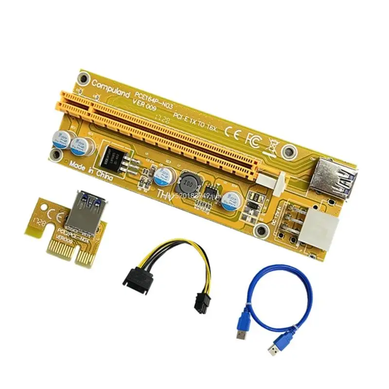 PCI-E ライザーカード 009S PCI 1X to16X 延長 USB3.0 ケーブル 6Pin