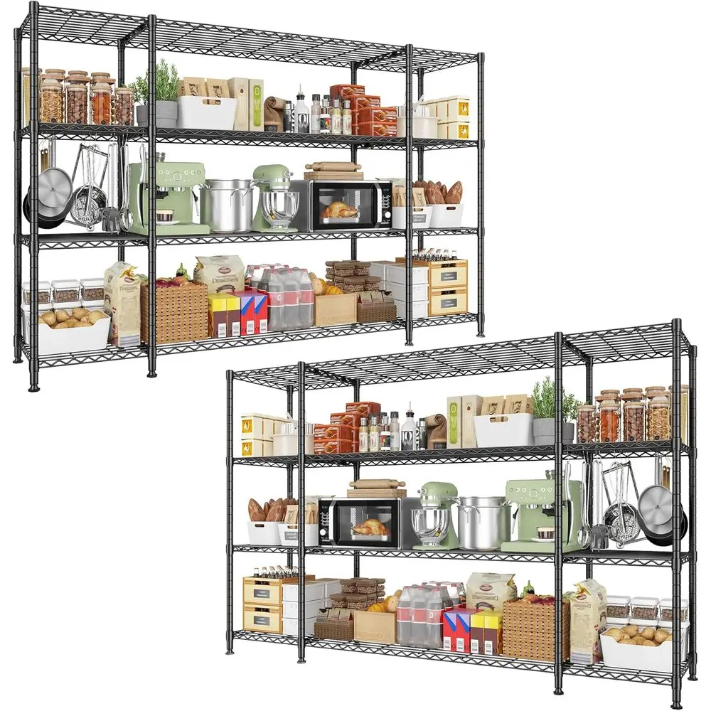 

4-Tier Metal Wire Shelving Unit - 78.4 Wide Storage Rack, Holds 1500 lbs, Ideal for Garage, Pantry, Commercial Use