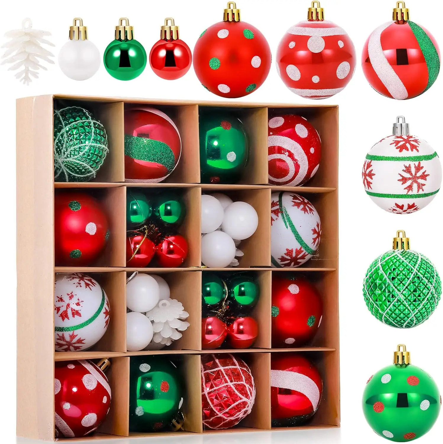 Festliche bunte bemalte Weihnachtskugel-Ornamente, wiederverwendbare dekorative Kugeln für Baum, Urlaub, Party, Dekoration